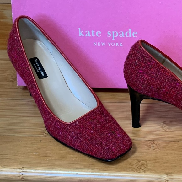 EUC KATE SPADE TWEED LEATHER PUMP - Picture 1 of 11